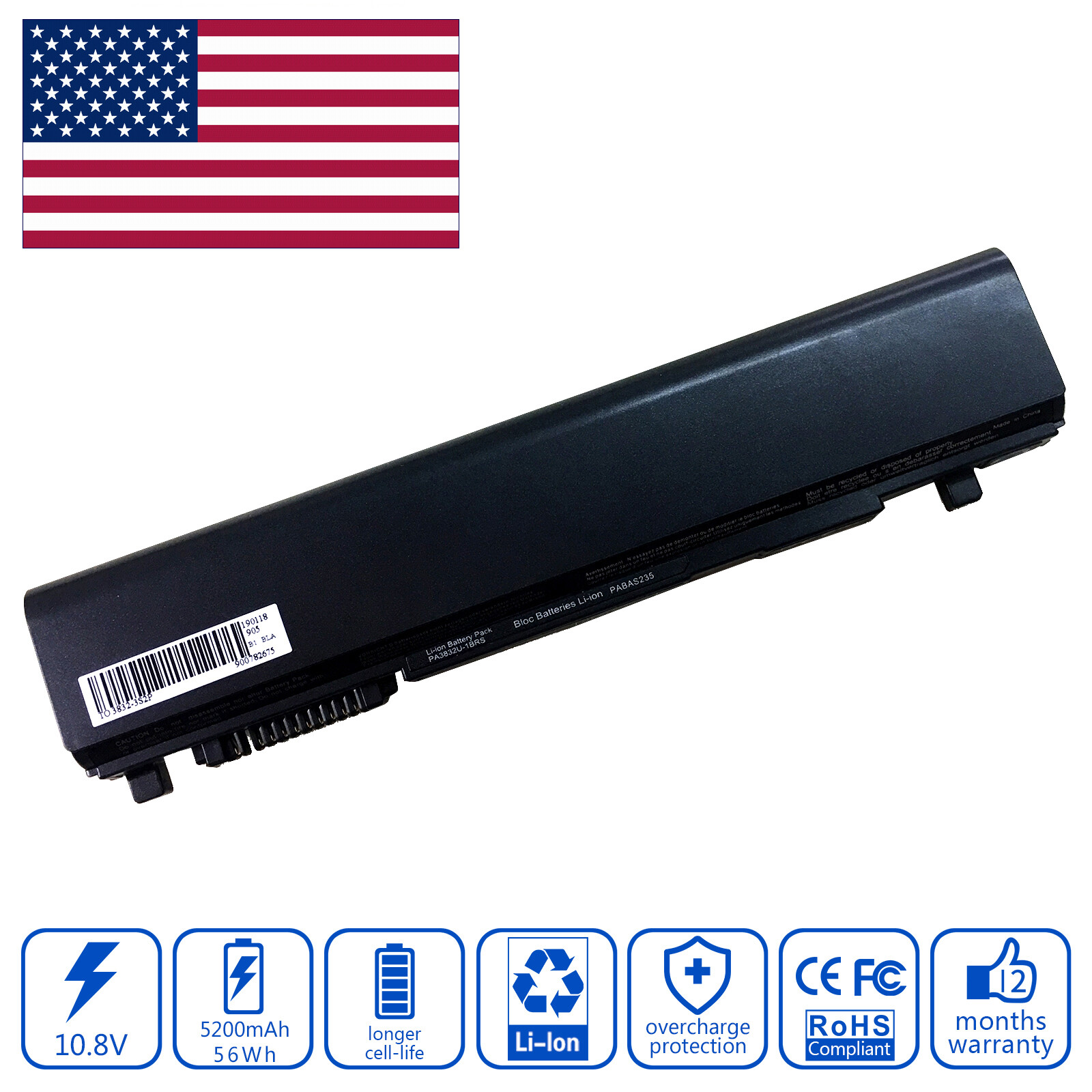 Battery for Toshiba PA3831U-1BRS PA3832U-1BRS PA3929U-1BRS PABAS235 Laptop