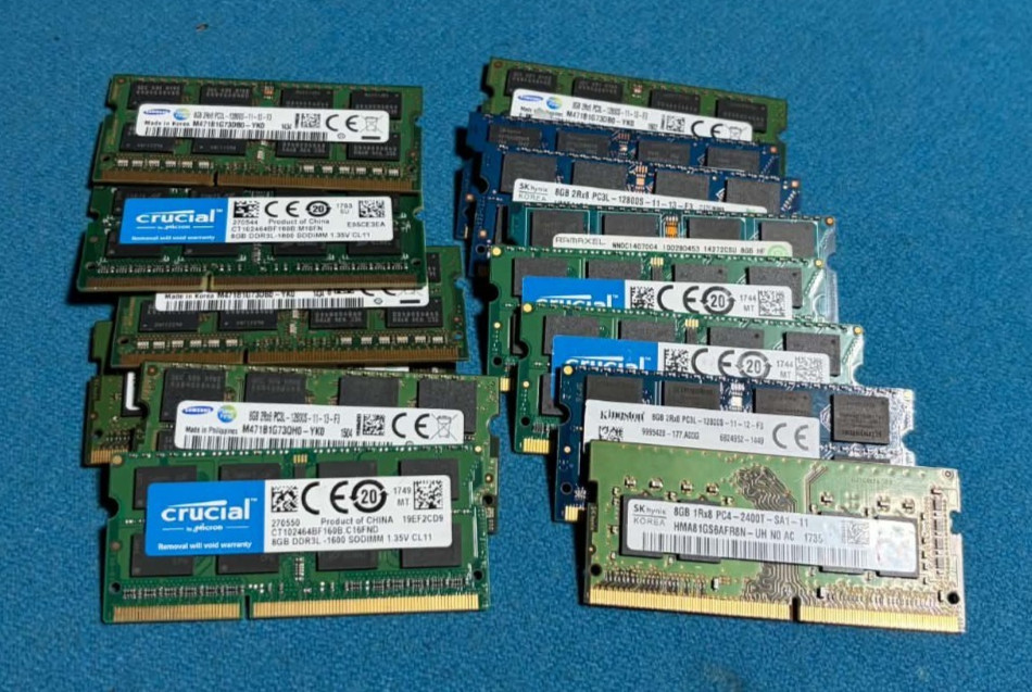 Lot of 14 8GB DDR3 DDR3L 1600MHz PC3L-12800S SODIMM Laptop RAM Memory