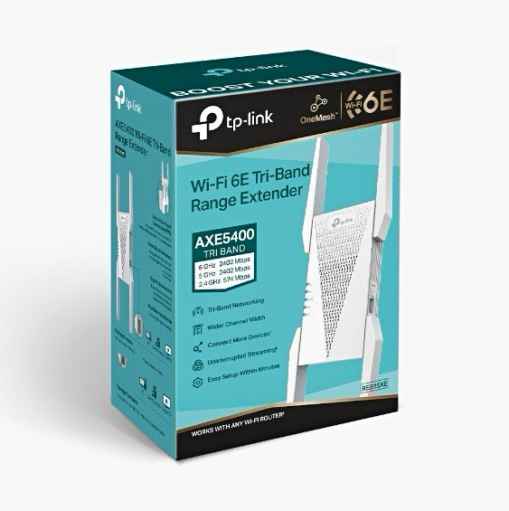 TP-LINK RE815XE AXE5400 Wi-Fi 6E Tri-Band Extender MU-MIMO White