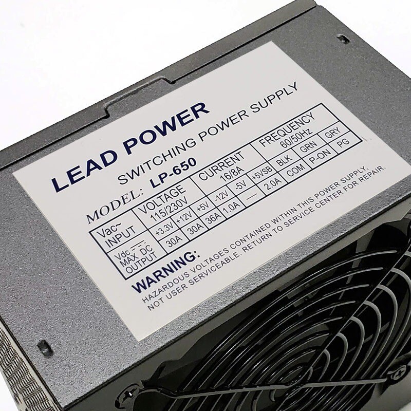 Brand New--Lead Power Black 650w-MAX ATX Power Supply 12cm-Fan 20+4Pin SATA PCIe