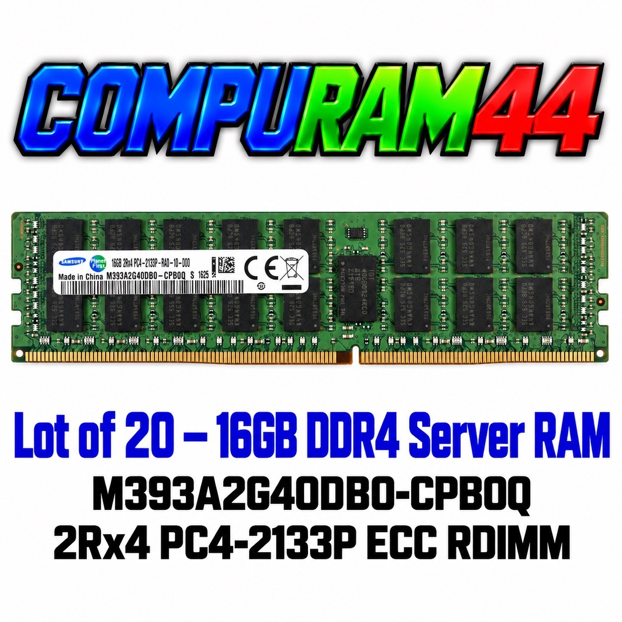 Lot 20x - Samsung 16GB 2Rx4 DDR4 M393A2G40DB0-CPB PC4-2133P RDIMM Server Memory