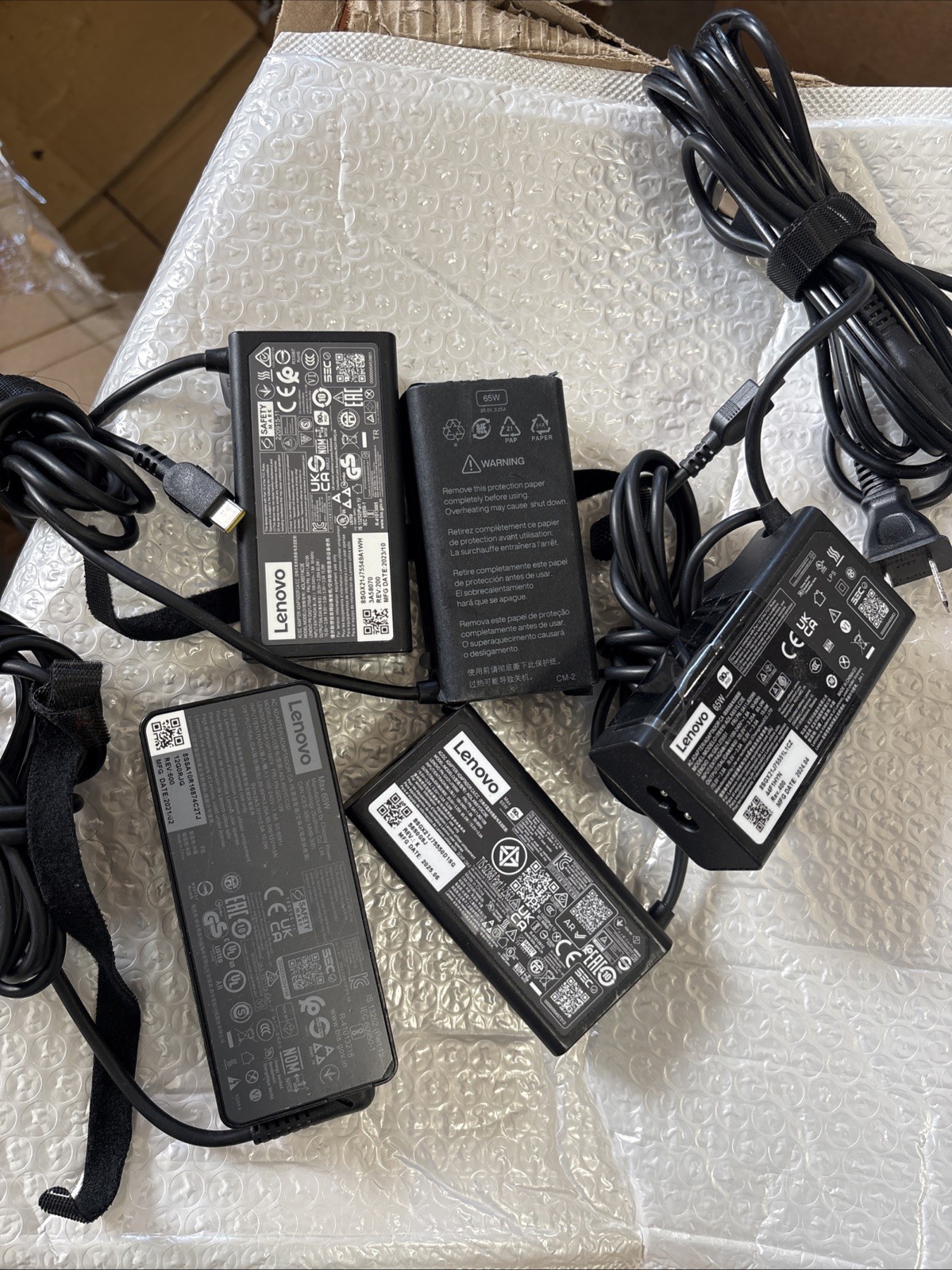 Lot Of 5x Genuine Lenovo 65W USB C Type C Adapter Charger ADLX65YDC2A ThinkPad