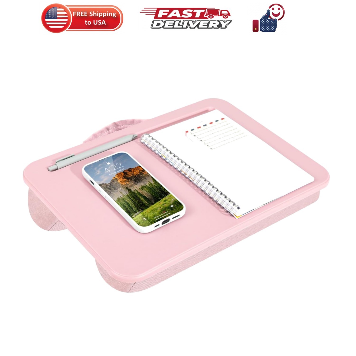Compact Lap Desk – Rose Quartz, Fits 14" Laptops