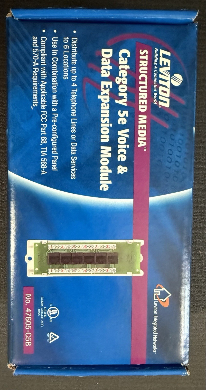 Leviton 47605-C5B CAT5 PWA MOD FOR STRUCTURED MEDIA 6PORT