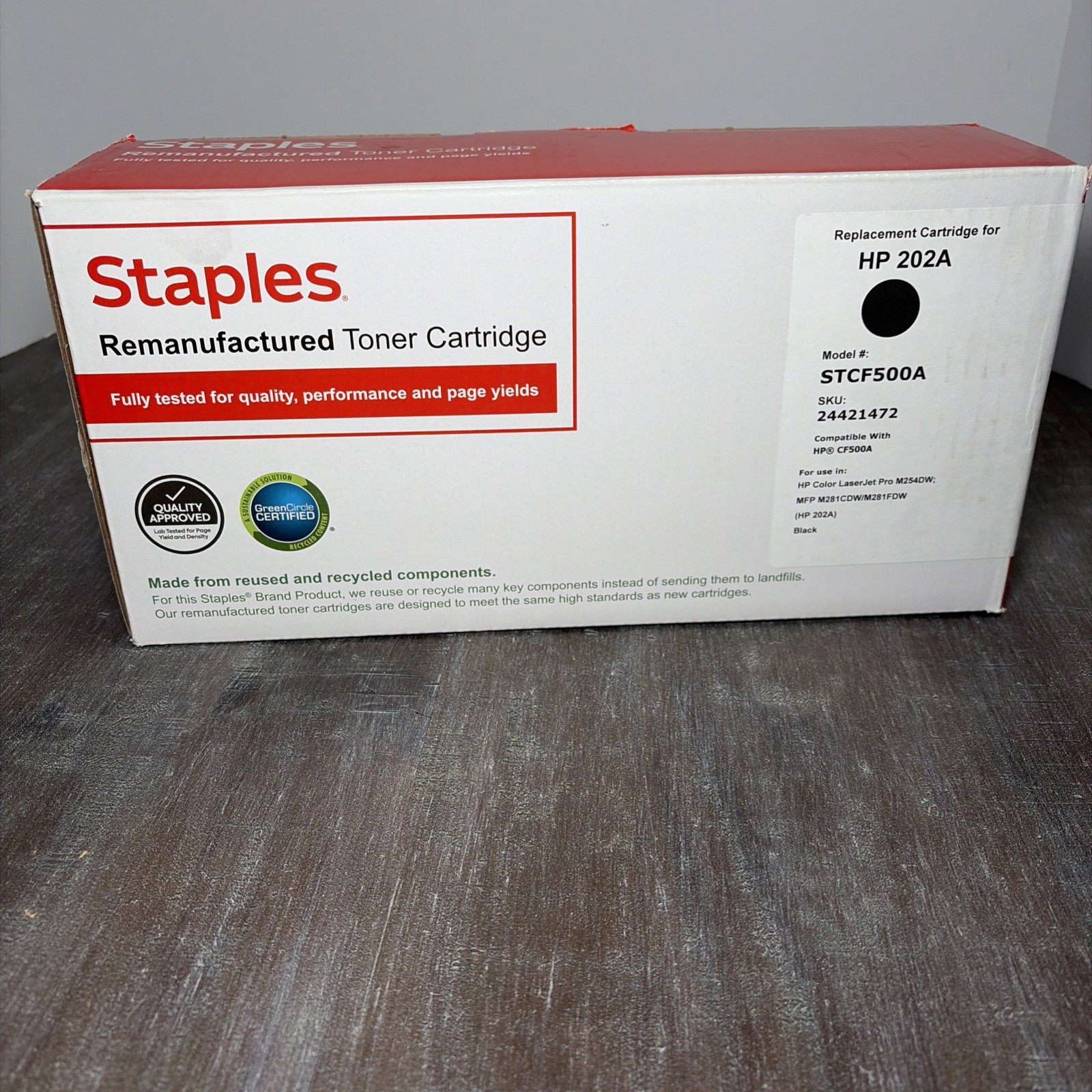 Staples HP 202A Black Replacement Cartridge For Laserjet Pro New Sealed