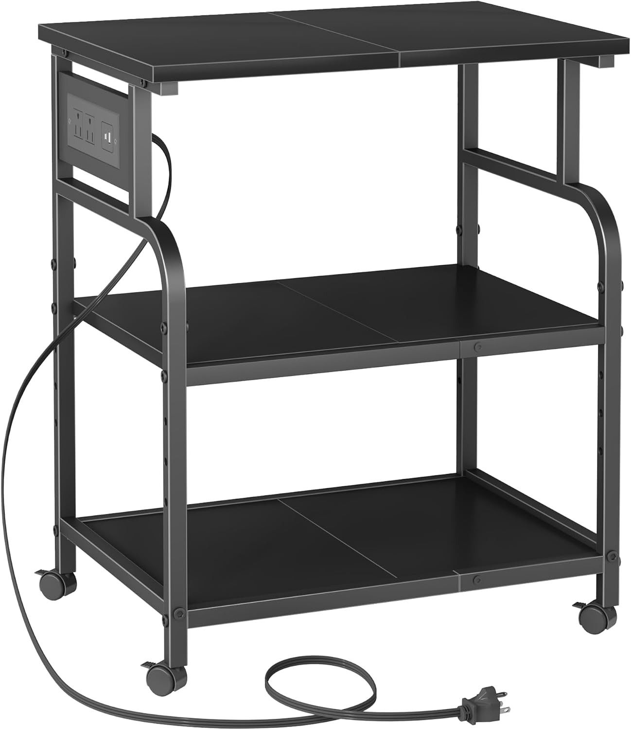 3 Tier Large Printer Stand with Power Outlet/Adjustable Shelf 22"x15" Large Top