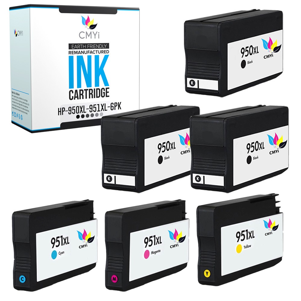 CMYi 6-Pack Compatible 950 951 XL Ink Cartridges for HP OfficeJet Pro 8640 8660