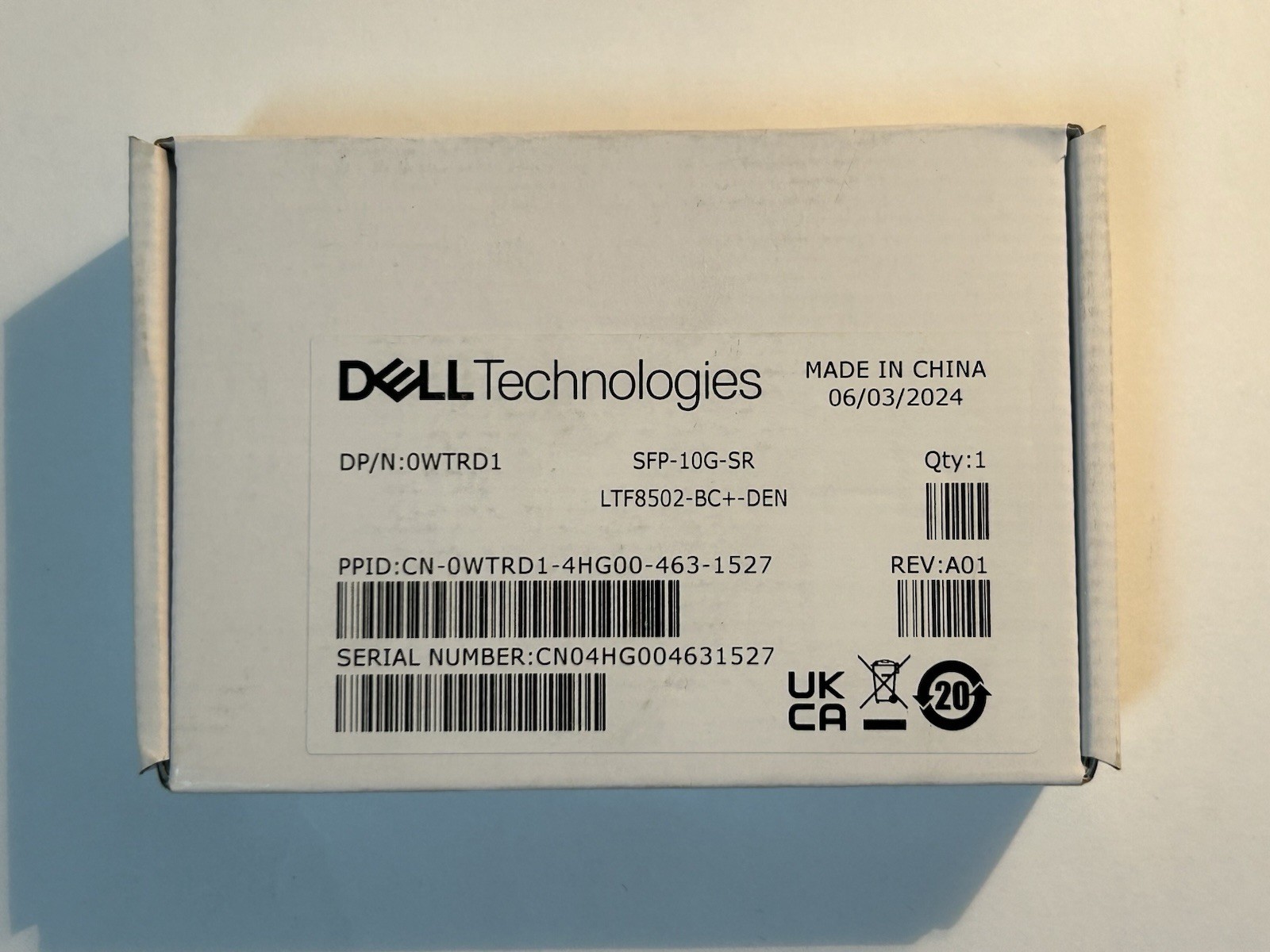 DELL 0WTRD1 SFP-10G-SR LTF8502-BC+-DEN SFP+ Optical Transceiver New Sealed