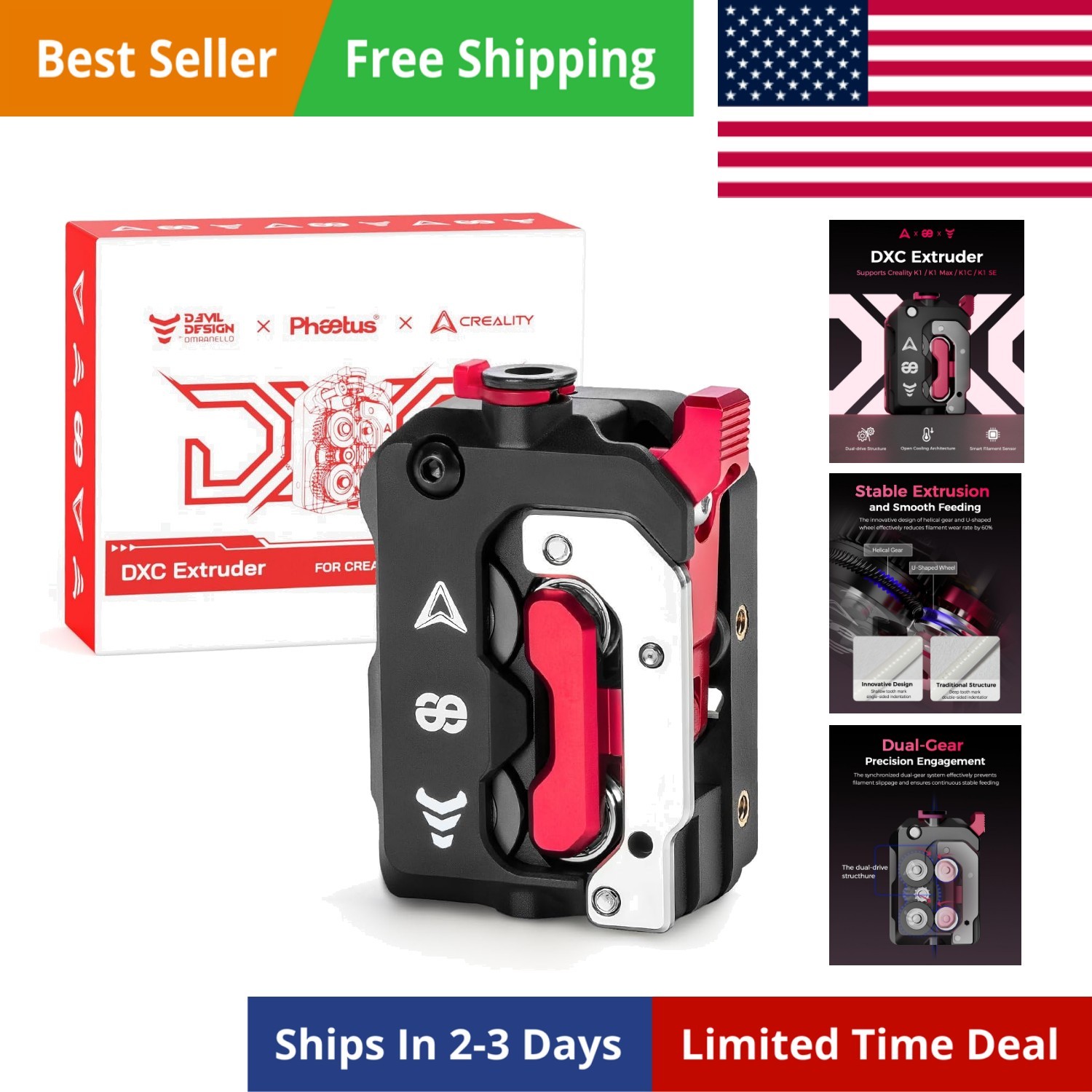 Official DXC Extruder, Upgrade K1 Max/K1C/K1 SE/K1 Extruder Kit with Innovati...