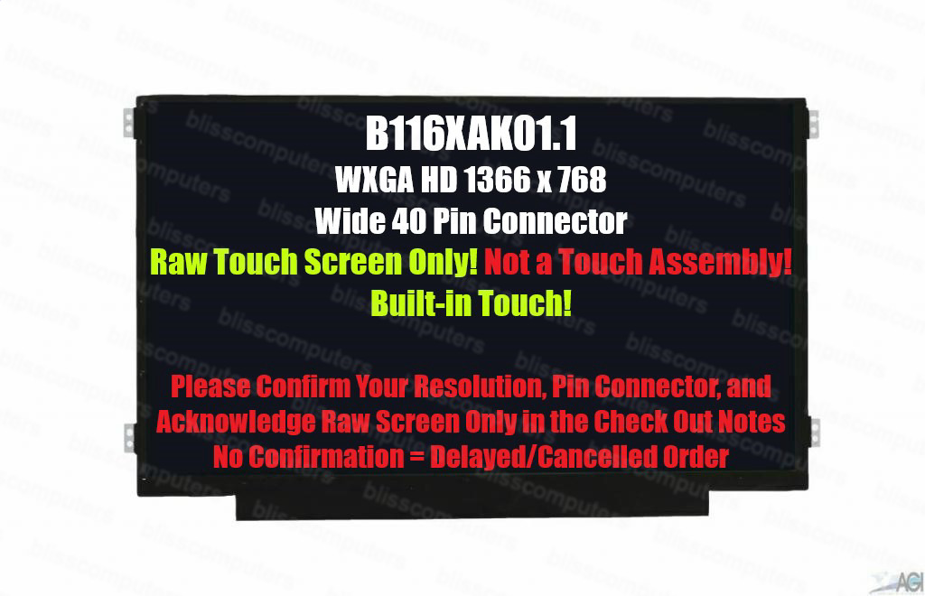 LCD Display Touch Screen Assembly N116BCN-EA1 N116BCN-EB1 40 Pin 11.6\