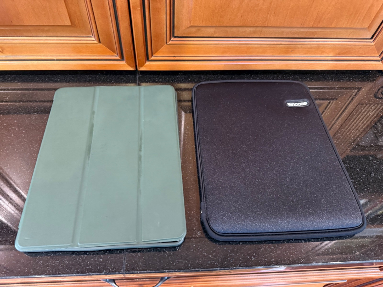Lot of 2 iPad Cases Sleeves for Original iPad Green Folio Case + Black Incase