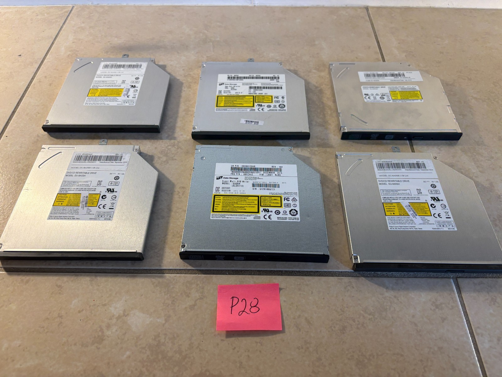 Lot of (6) Lenovo ThinkCentre SATA DVD±RW Optical Drives Slim Desktop CD DVD