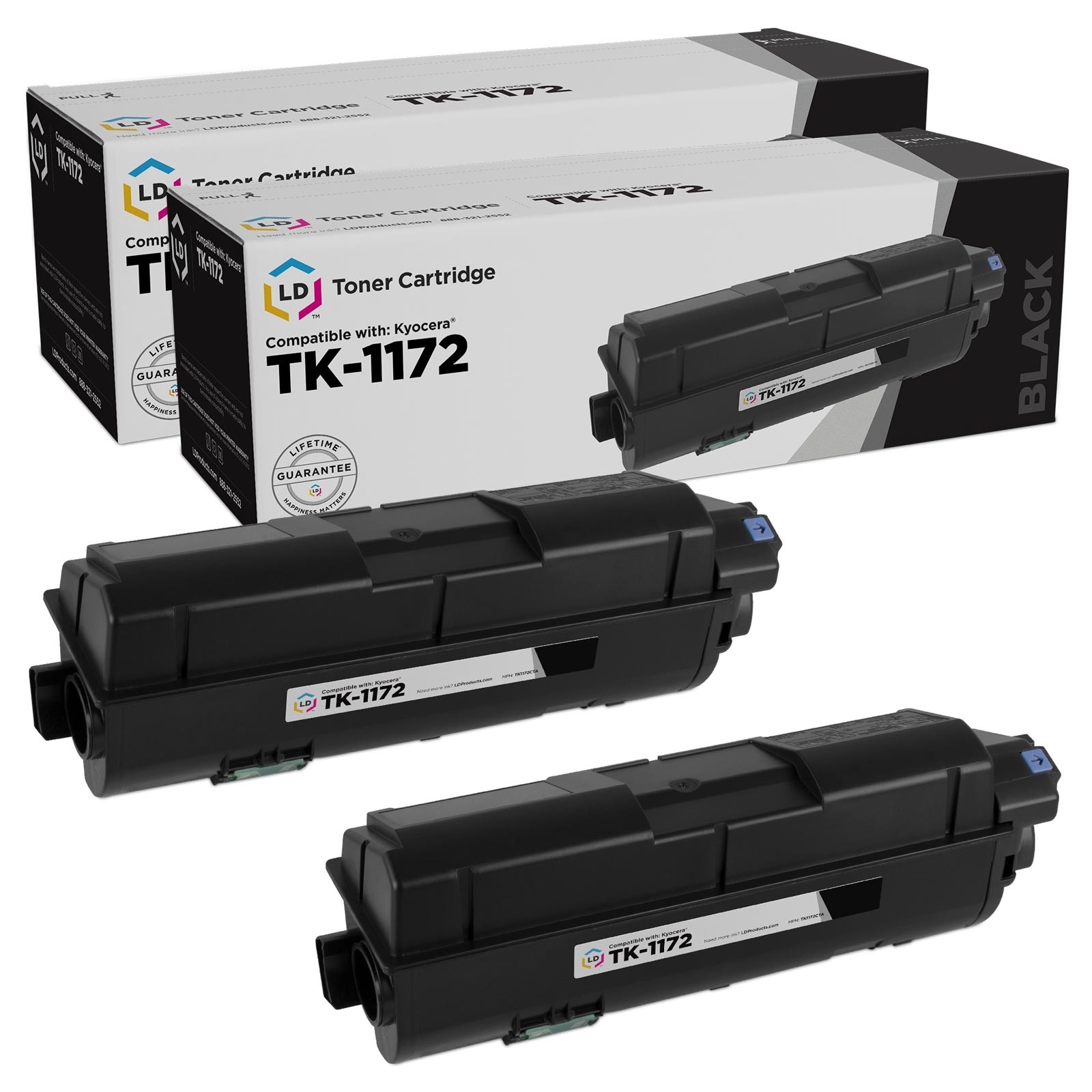 LD Compatible Kyocera TK-1172 Black Toner 2-Pack for M2040dn, M2540d, M2640idw