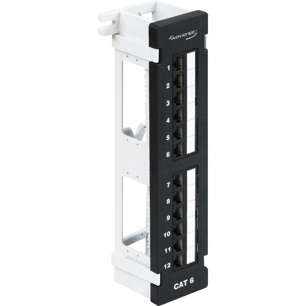 12 Port CAT6 Universal Patch Panel Wall Mountable RJ45 Ethernet Punch Down Black
