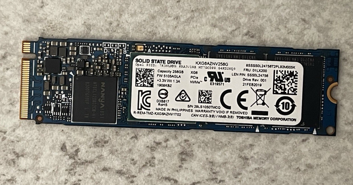 Toshiba 256GB M2 M.2 NVMe PCIe Internal SSD - Fully Functional