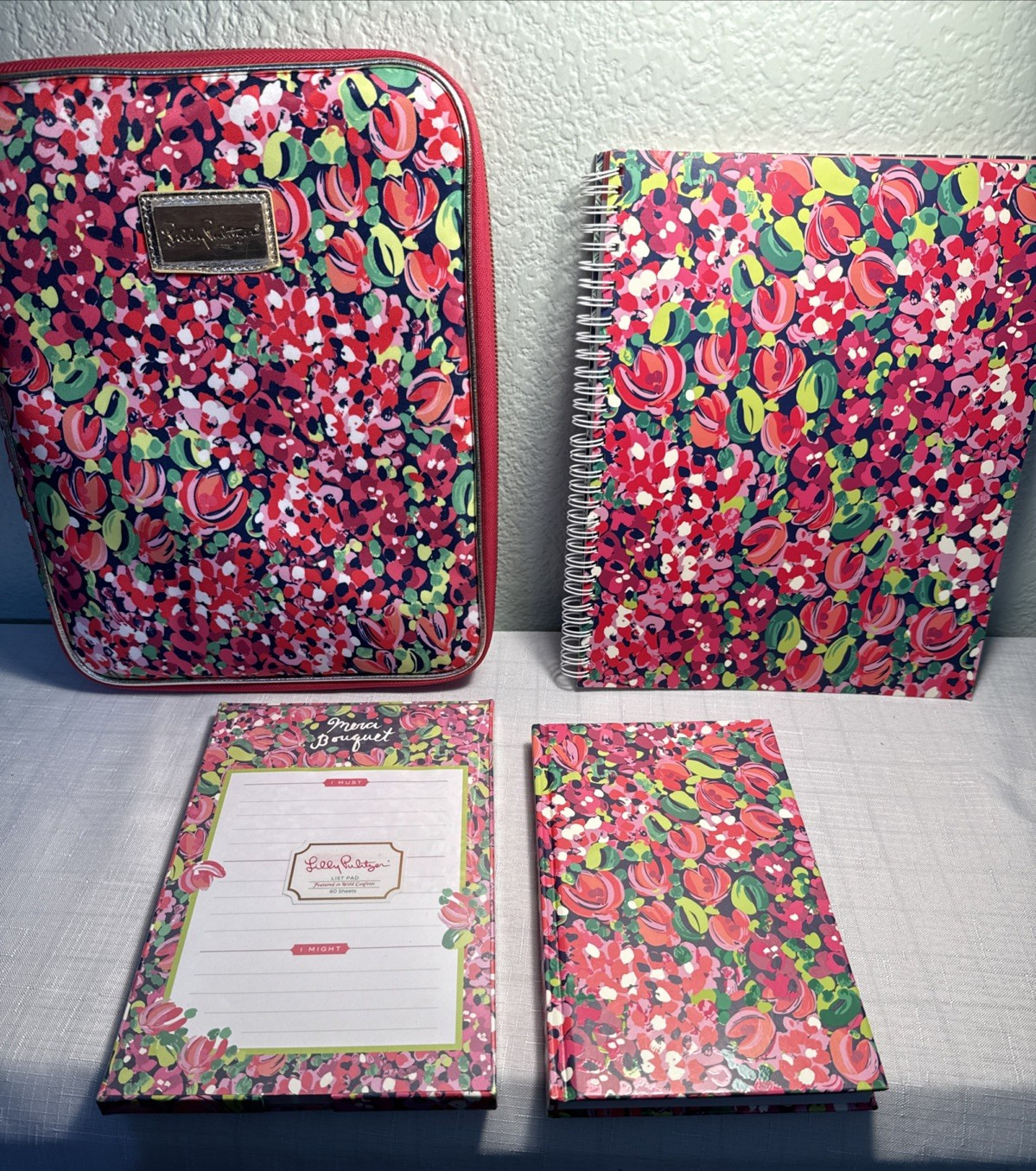 Lily Pulitzer Organizer Laptop Tablet Confetti Jouranl LIst Pad Notebook Set 4