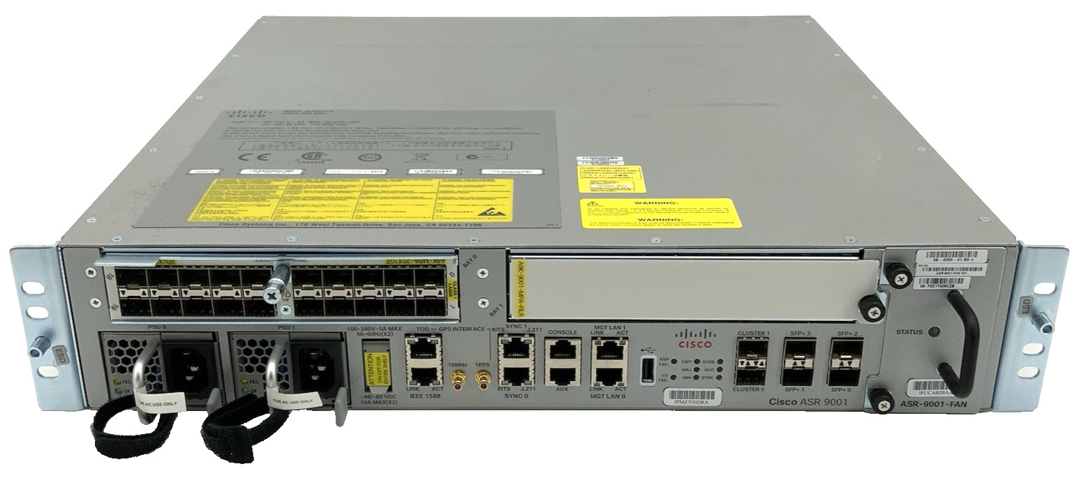 Cisco ASR 9001 Router 4x 10G SFP+ 20x 1G SFP 2x PSU | ASR-9001, A9K-MPA-20X1GE