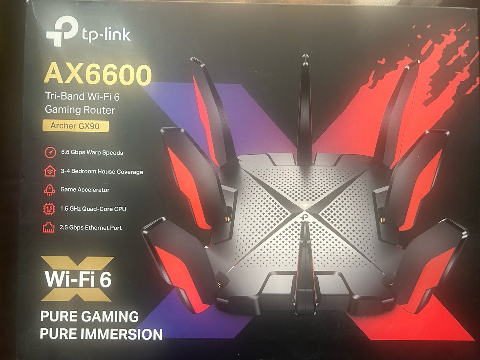 TP-Link Archer GX90 AX6600 Tri-Band 5GHz Wi-Fi 6 Gaming Router 2.5Gbps Wired
