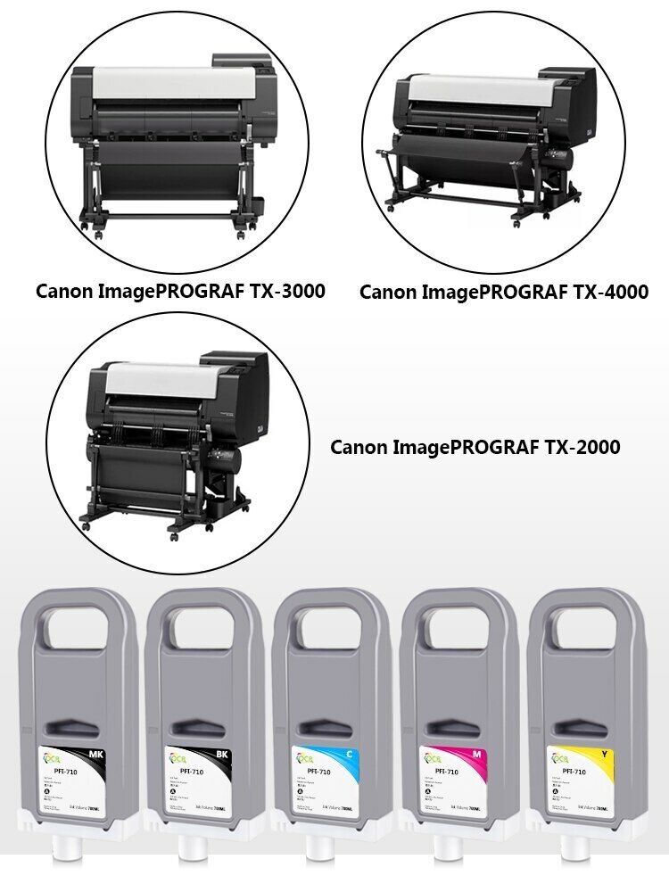 5PC Compatible Ink Cartridge For Canon imagePROGRAF TX-2000 TX-3000 TX-4000