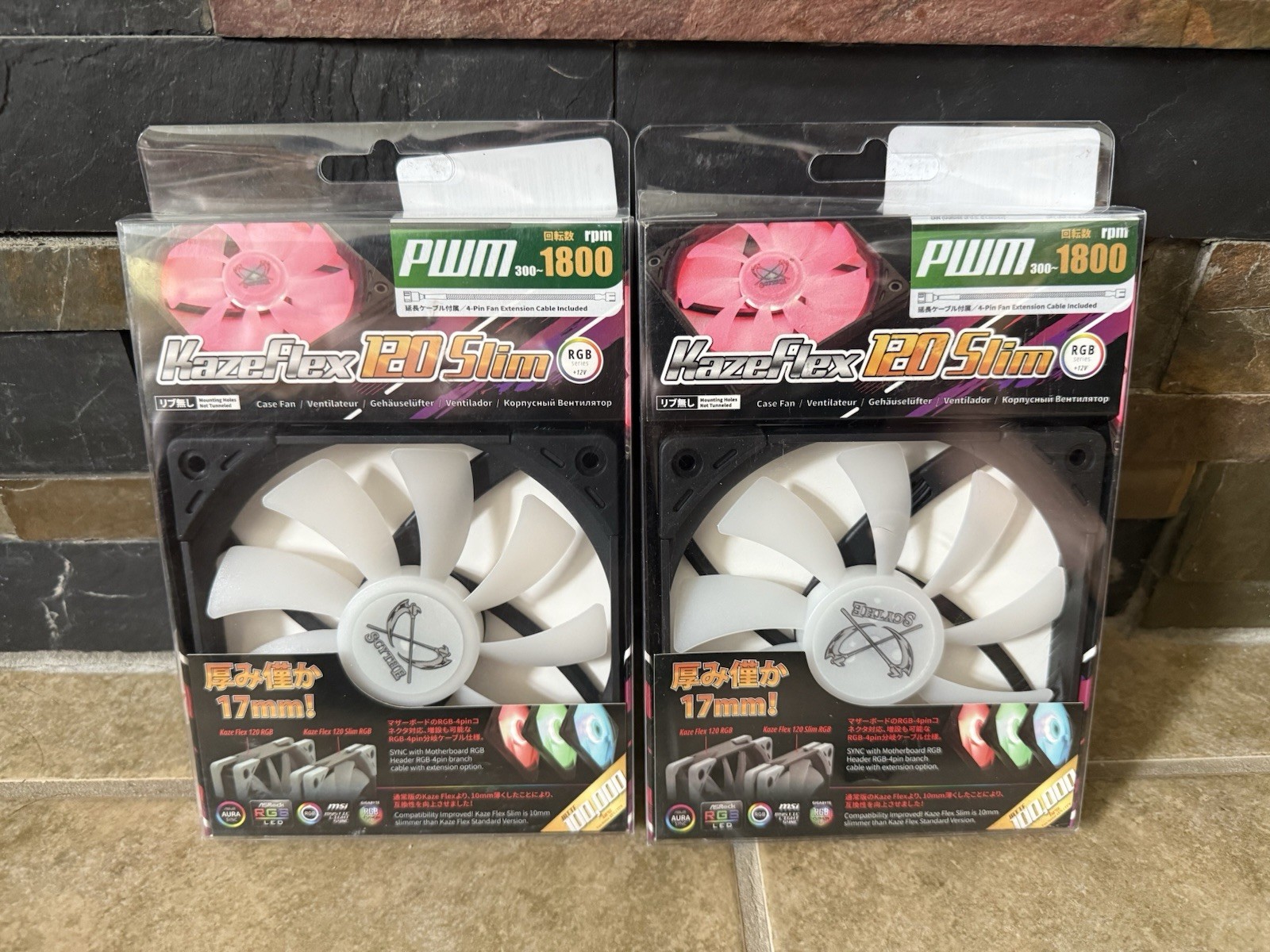 Scythe Kaze Flex 120 Slim Case Fan 2-Pack PWM300-1800 RGB 17mm New FAST SHIPPING