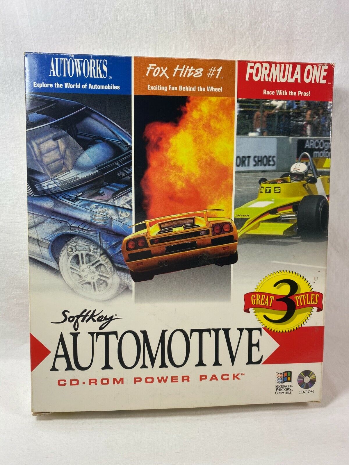 1995 Softkey Automotive Racing PC CDROM Game Big Box 386 MS-DOS 5 Formula 1