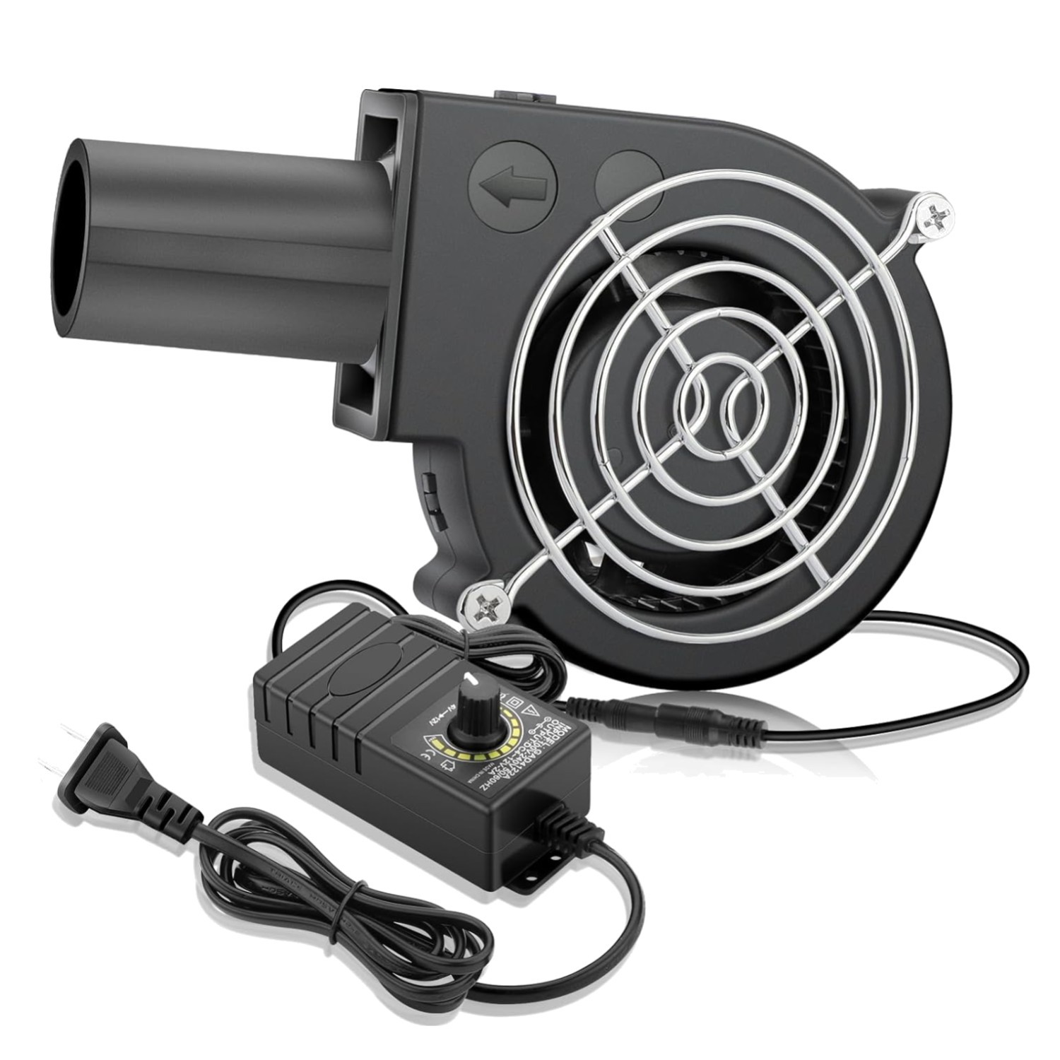 97Mm X 33Mm BBQ Blower Fan 12V with 120V – 240V AC Plug Variable Speed Controlle
