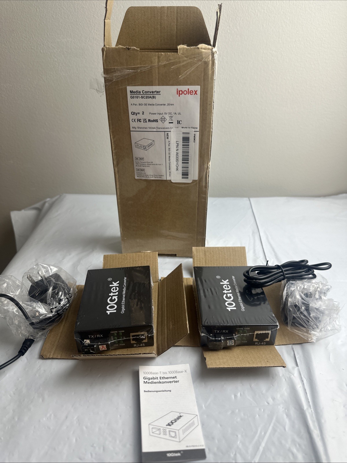 ipolex A Pair of Gigabit Ethernet Single-Mode SC Fiber Bidi Media Converter