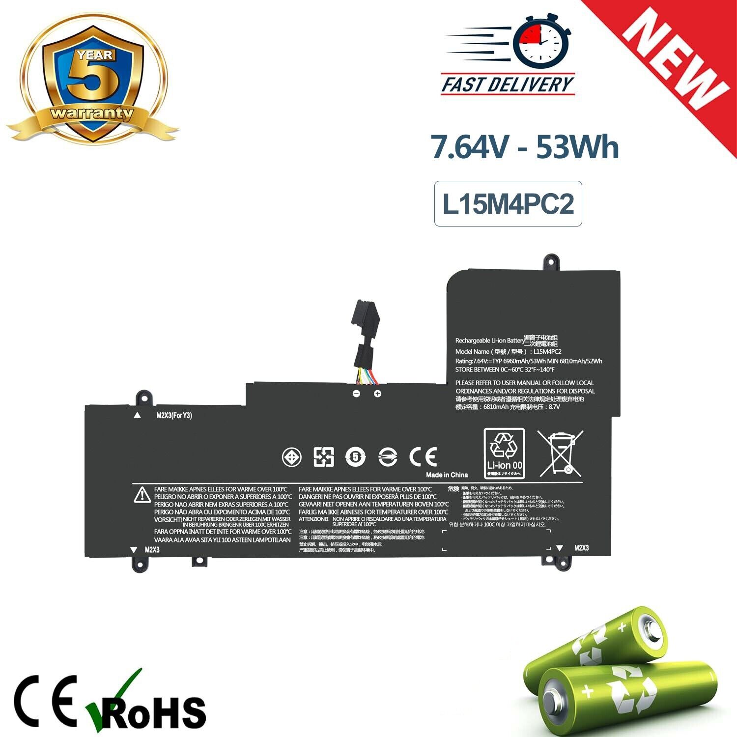 L15M4PC2 Battery For Lenovo Yoga 710-14ISK 710-11 710-14IKB 710-15IKB Series
