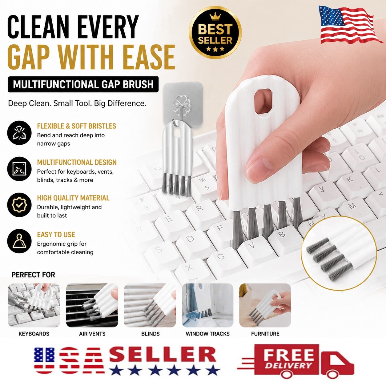 Flexible Gap Cleaning Brush Keyboard Cleaner Soft Multi Purpose Dust Tool