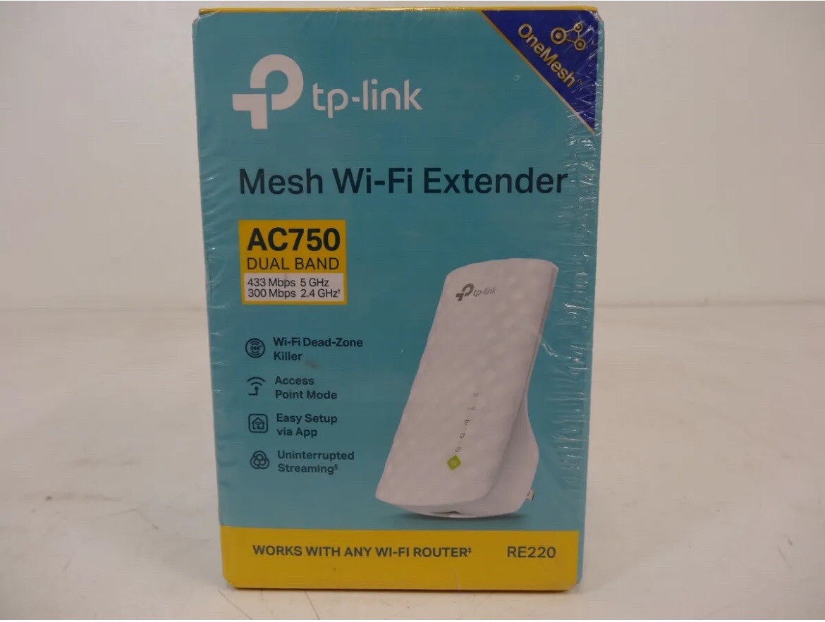 NEW TP-LINK RE220 AC750 DUAL BAND MESH WI-FI EXTENDER