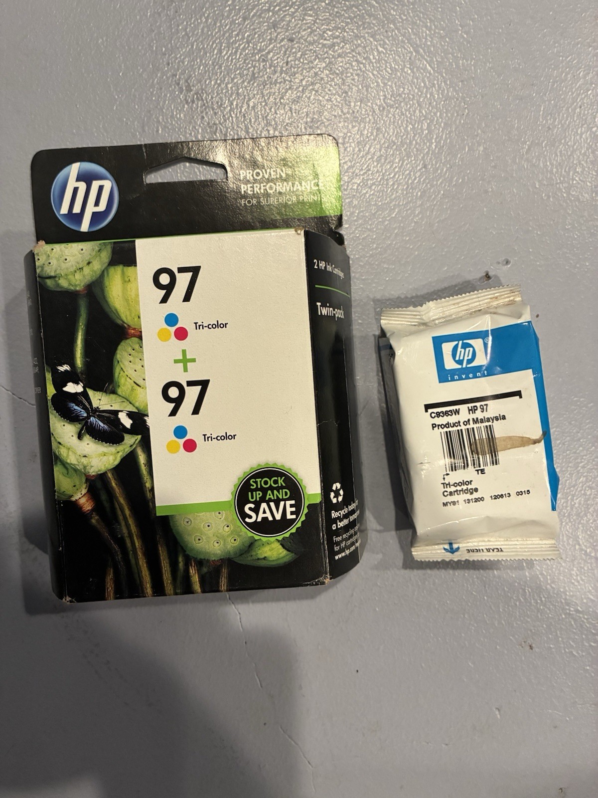 Lot of 3, Original HP 96/97 Black & Color Ink Cartridges EXPIRED Feb 2013