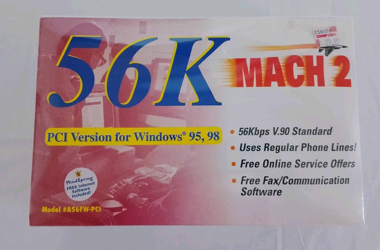 Best Data 56K Mach 2 PCI Internal Modem A56FW-PCI Windows 95 98 Vintage Open Box