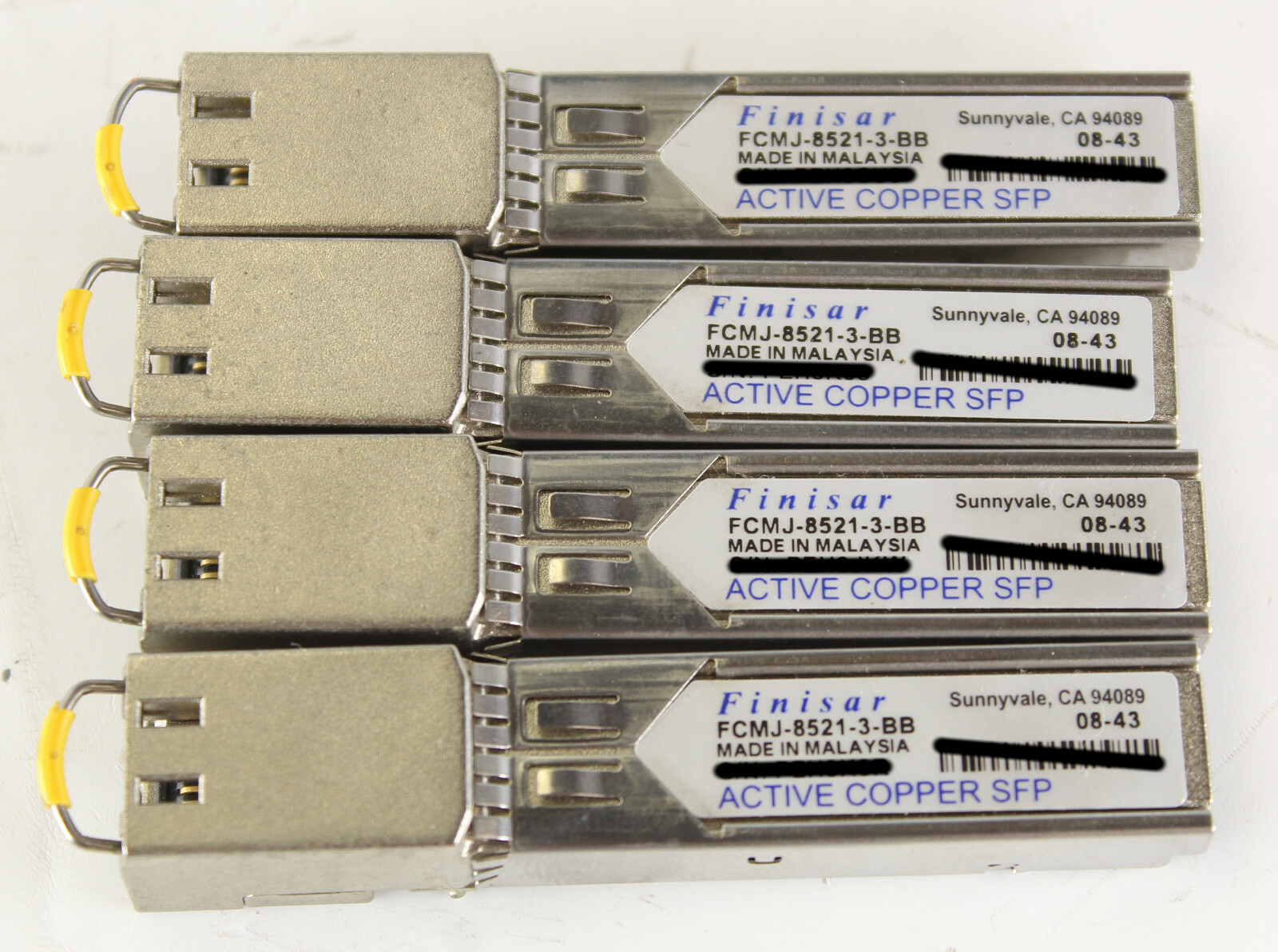 Lot of 4 Finisar FCMJ-8521-3-BB 1G Active Copper Transceiver Module V0I1M40EAA