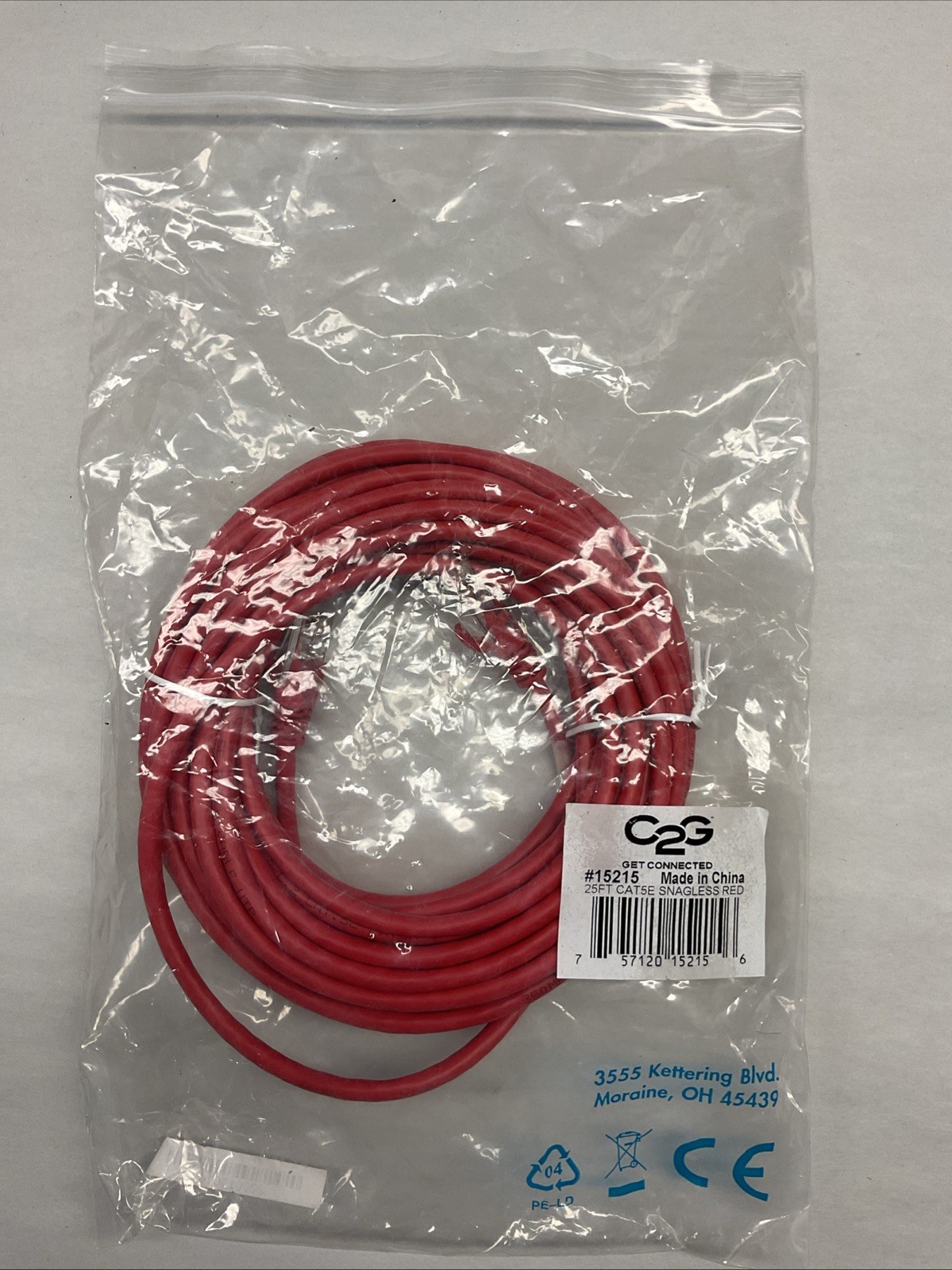 LOT OF 2 Cables to Go Cat5E Patch Cable - RJ-45 25ft black cable -SNAGLESS RED