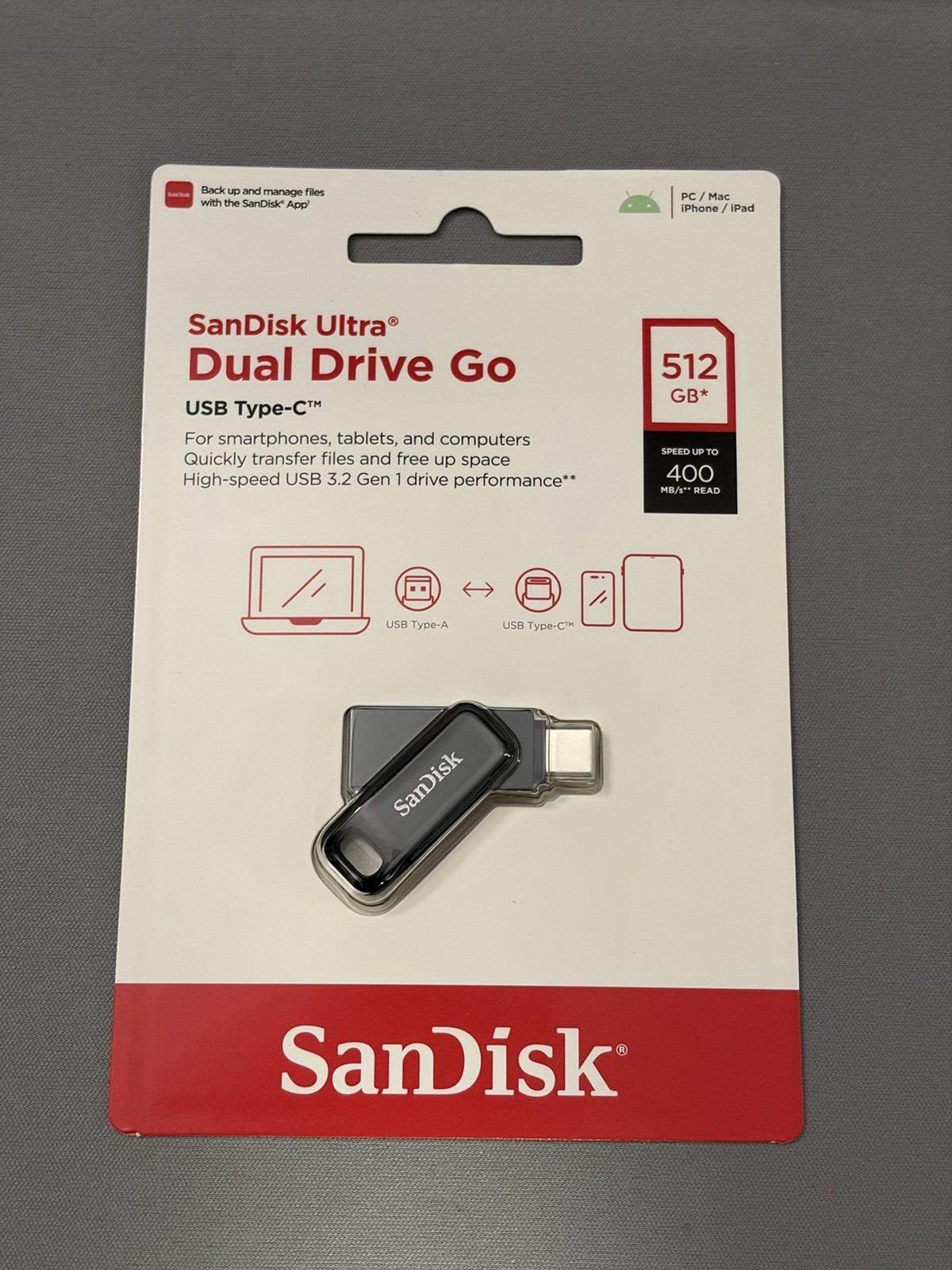 NEW SanDisk Ultra Dual Drive Go 512GB USB-C 400MB/s