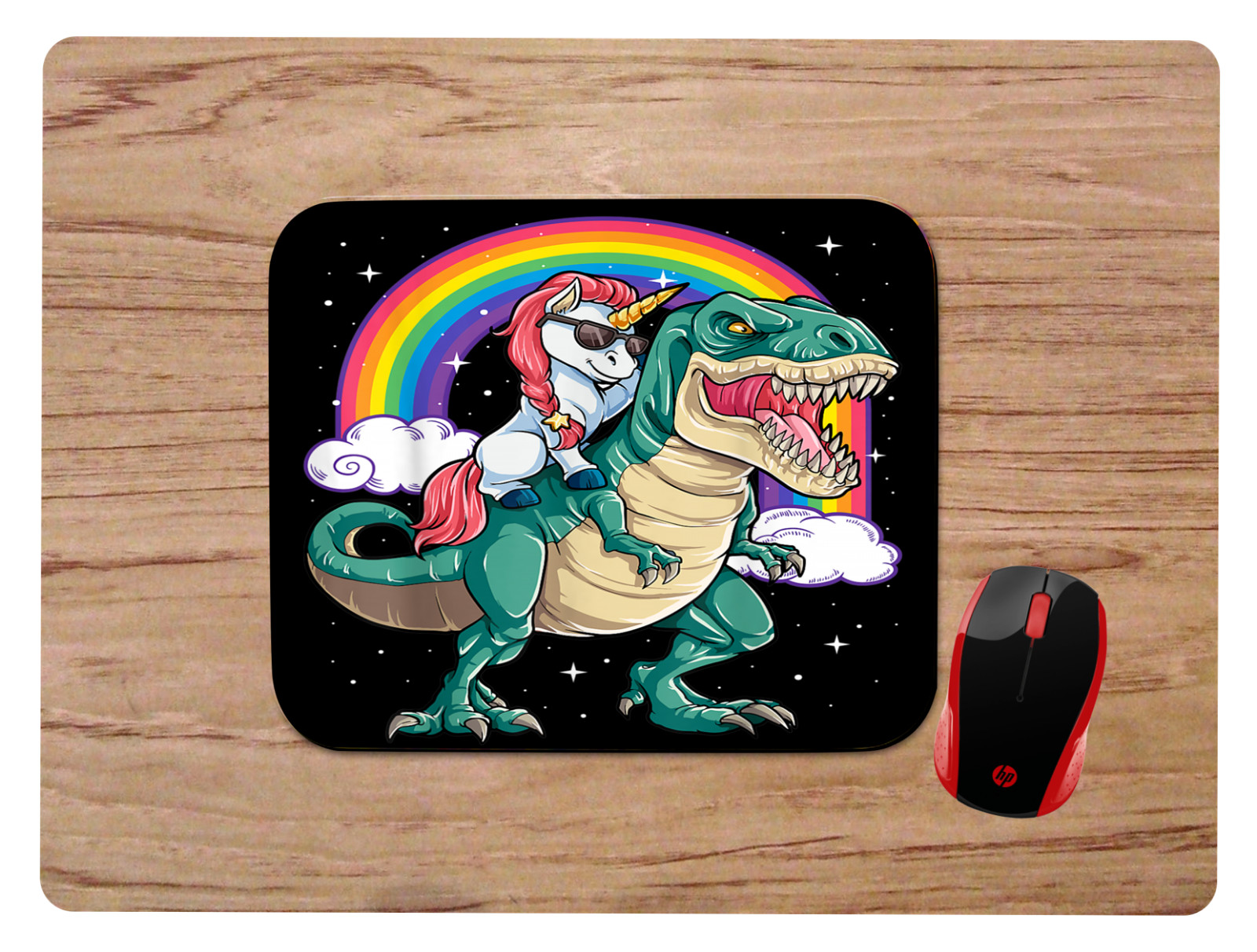 Unicorn Riding t-rex design custom mouse pad mat non-slip Office Gift School 