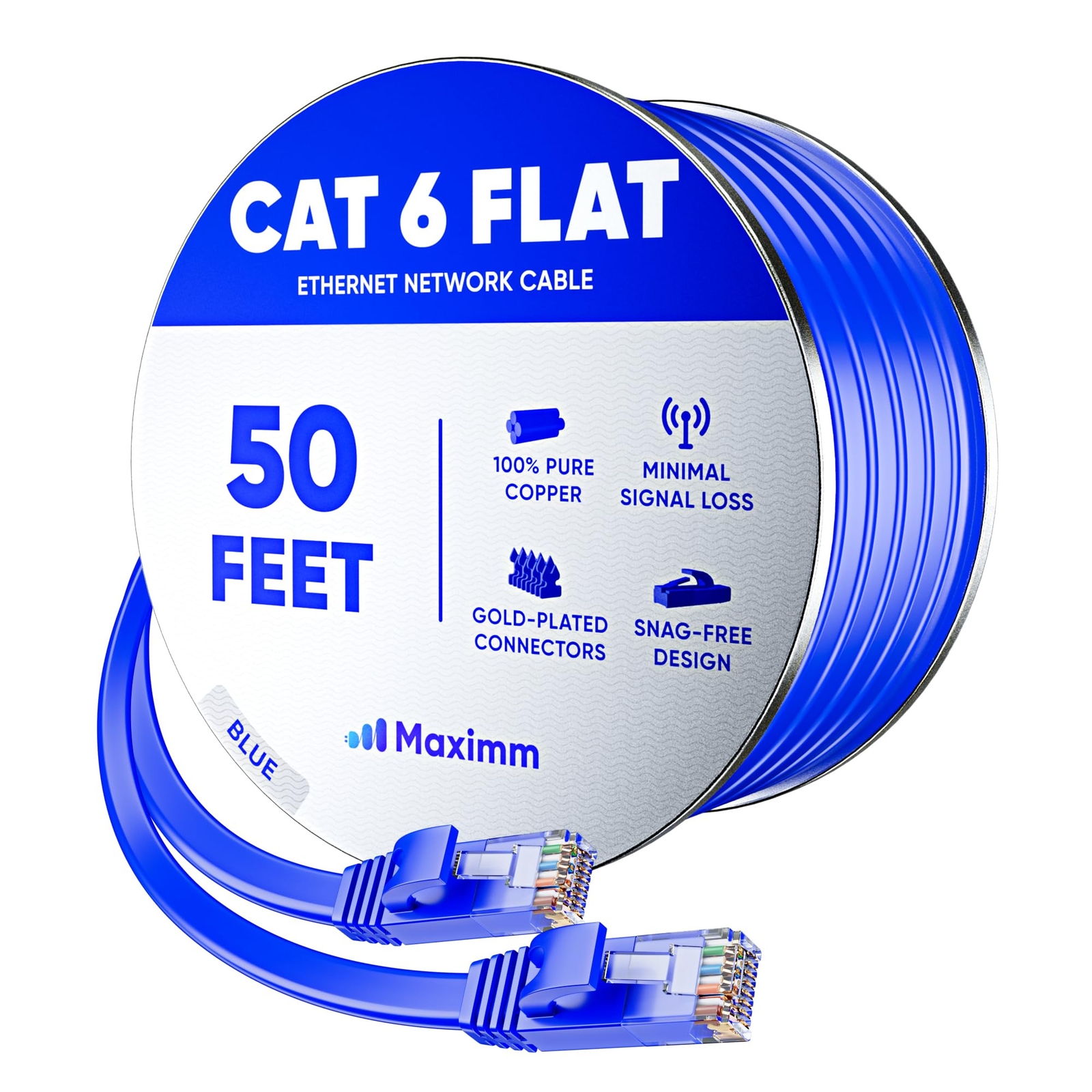 Cat 7 Ethernet Cable 50 ft - with a Flat Space-Saving Design High-Speed Inter...