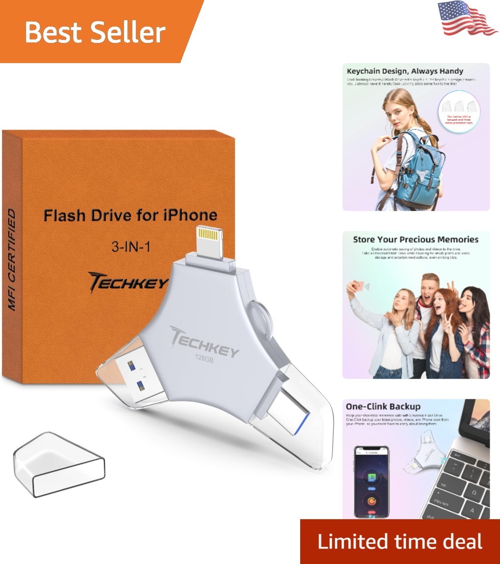 Secure 128GB MFi Certified Flash Drive with High Speed USB 3.0 for Easy Backup