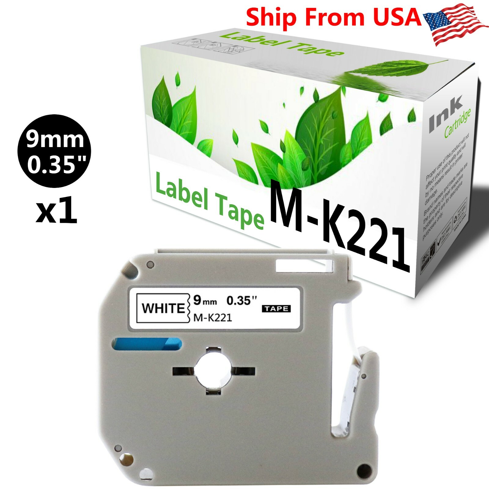 1 PK MK221 MK-221 Label Tape Used for P-touch PT-65VP PT-70(Black on White)