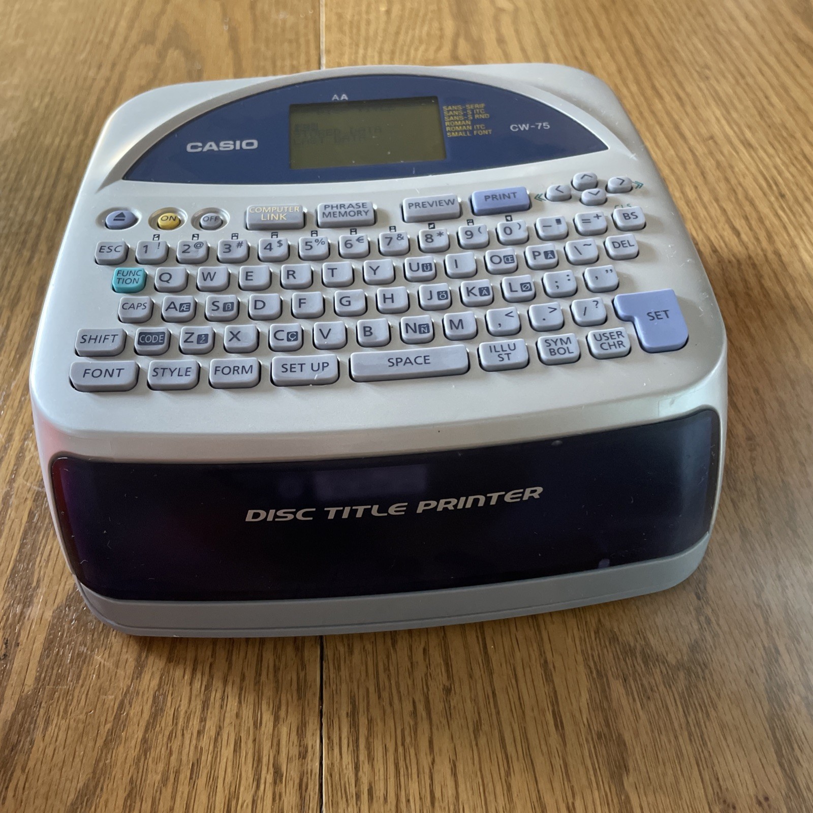 Casio CW-75 Disc Title Printer - Mint - No Cords - 8x AA Battery Powered