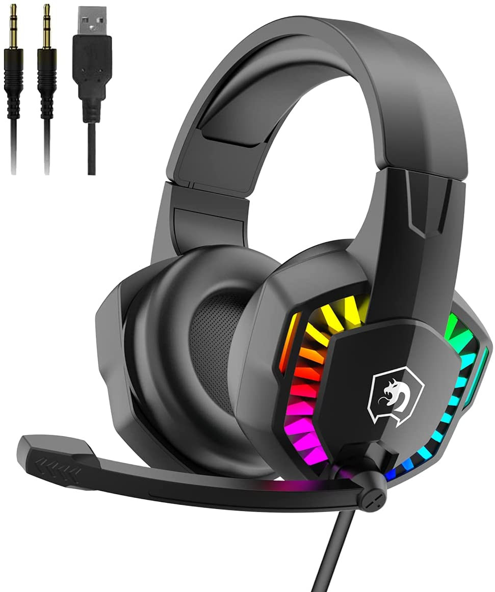 Gaming Headset LED Headphones USB Wired for PC Laptop PS4 Computer MAC With mic