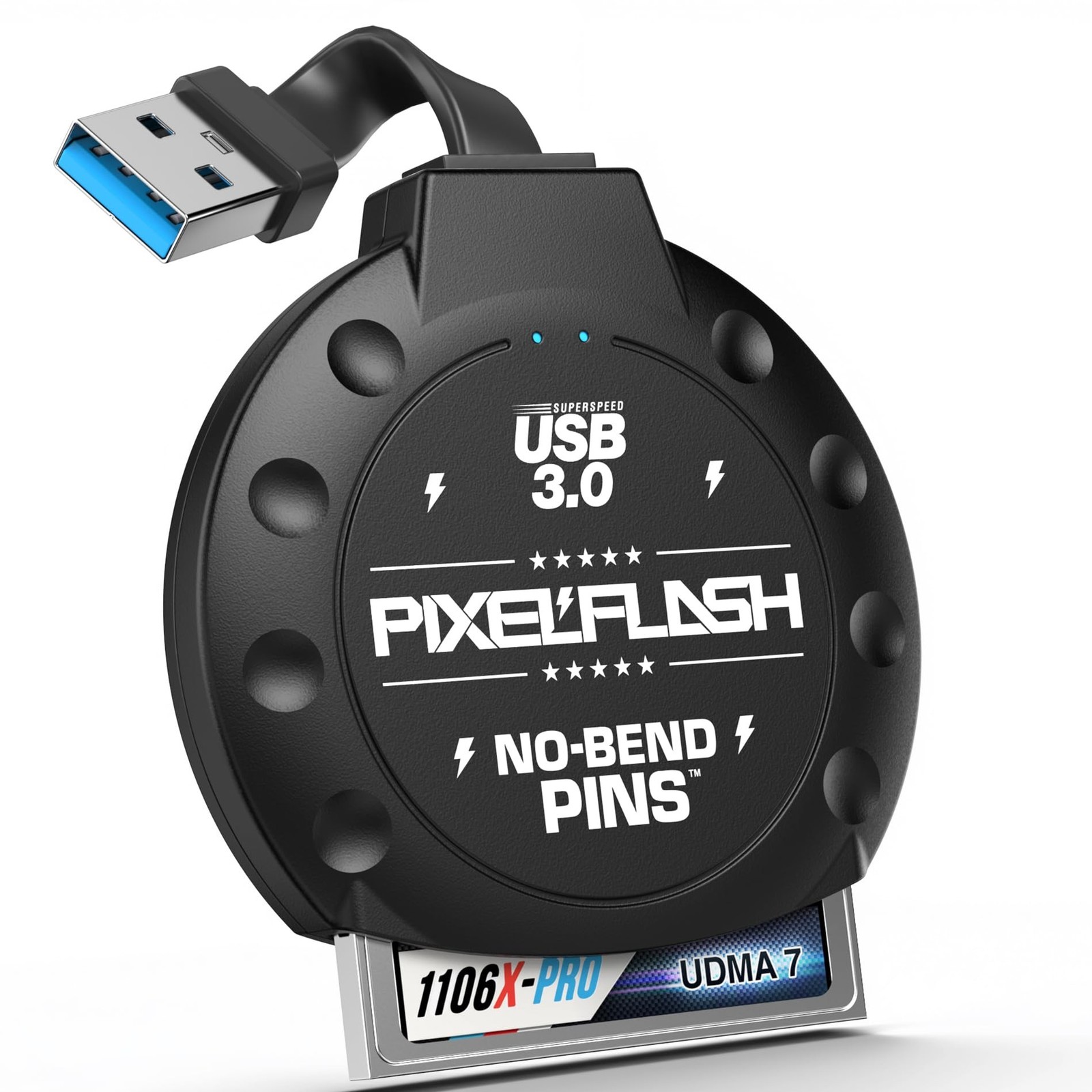 CF Card Reader (Black) - Compact Flash Memory Card Adapter with Cabled USB 3....