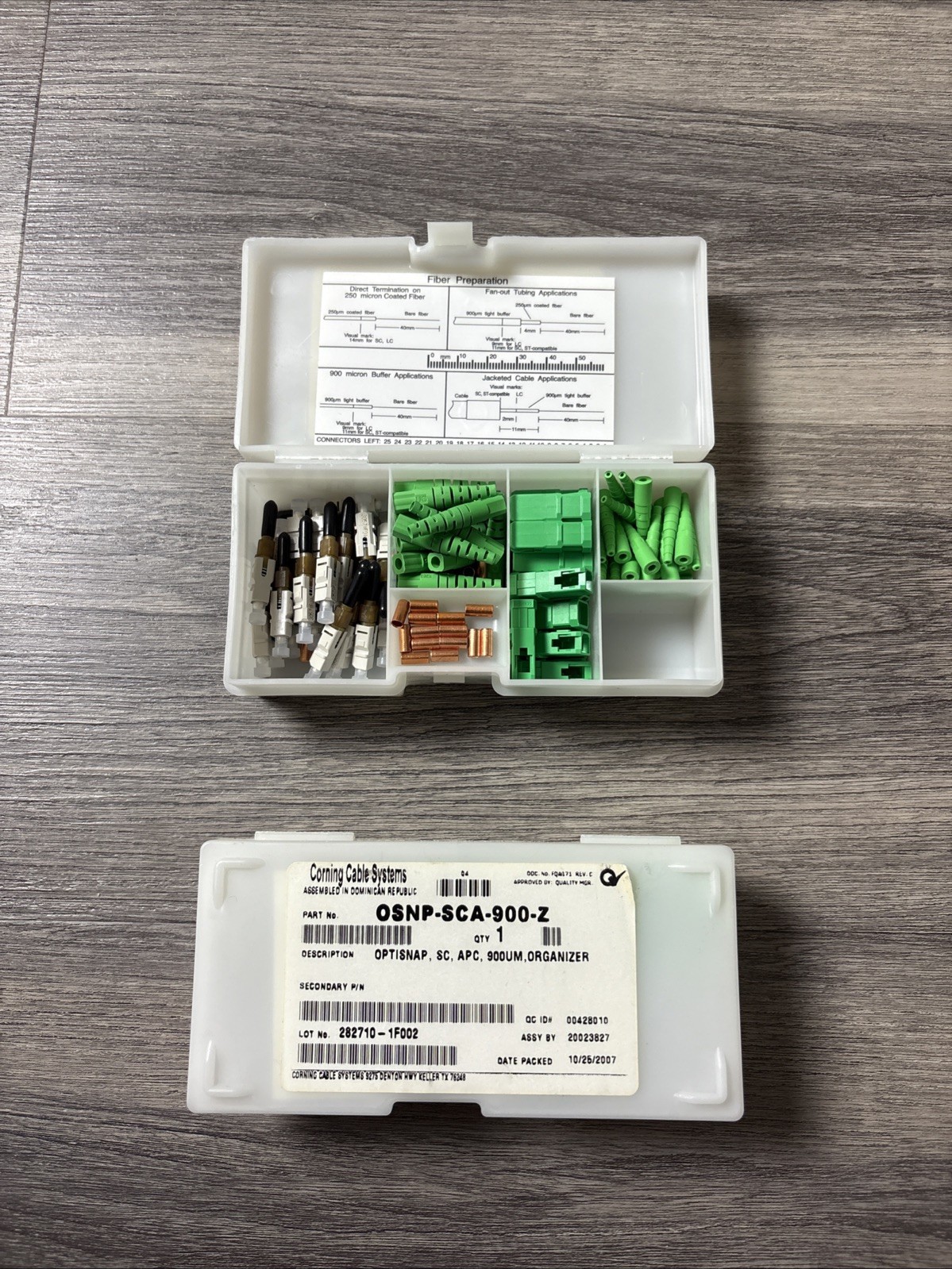 Lot Of 2 Corning OSNP-SCA-900-Z OptiSnap Fiber Optic Connector SC/APC SM 25 Pack