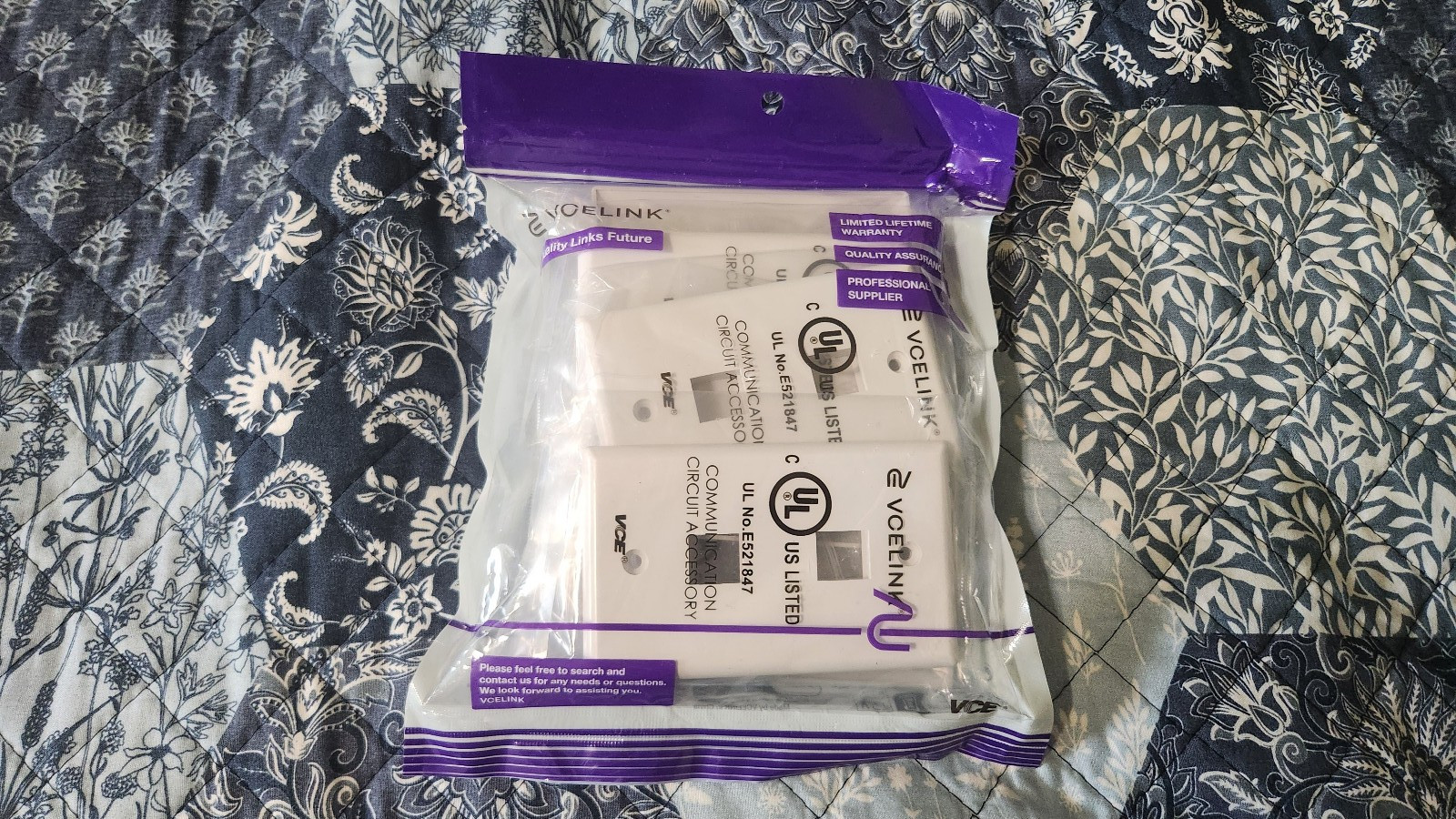 VCE 2-Port Keystone Wall Plate White 10-Pack Single Gang RJ45 Cat6 A175-2-10P-US