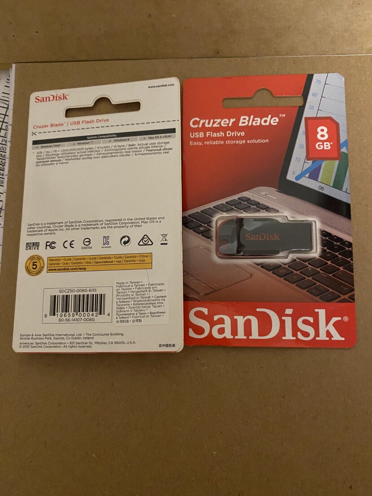 Sandisk CRUZER BLADE 8GB SDCZ50-008G-B35 USB 2.0 Flash Pen Drive 8G NEW Micro