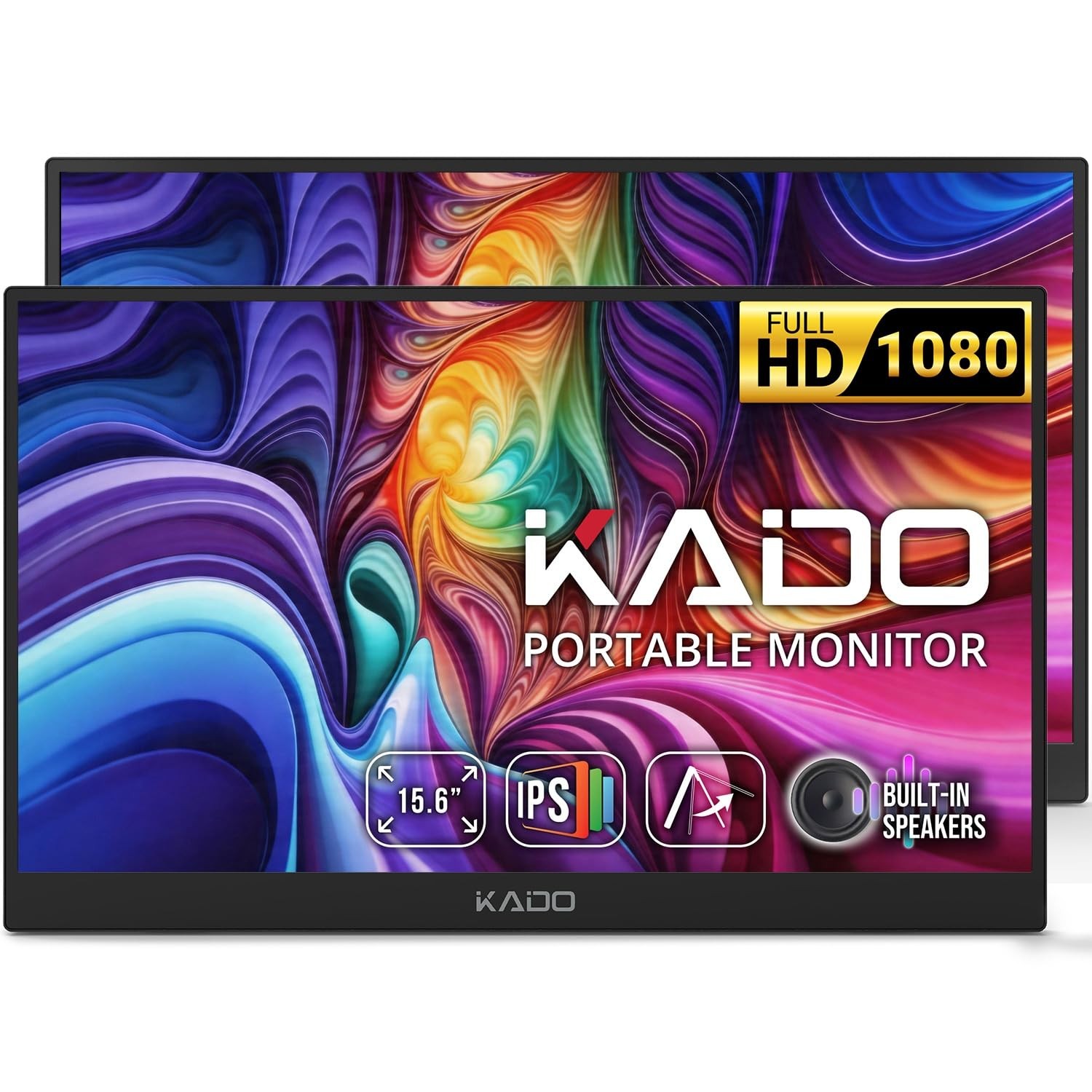 Kado 2-Pack Portable Monitor 15.6-inch FHD 1080p Swivel Stand 2-Pack, Black