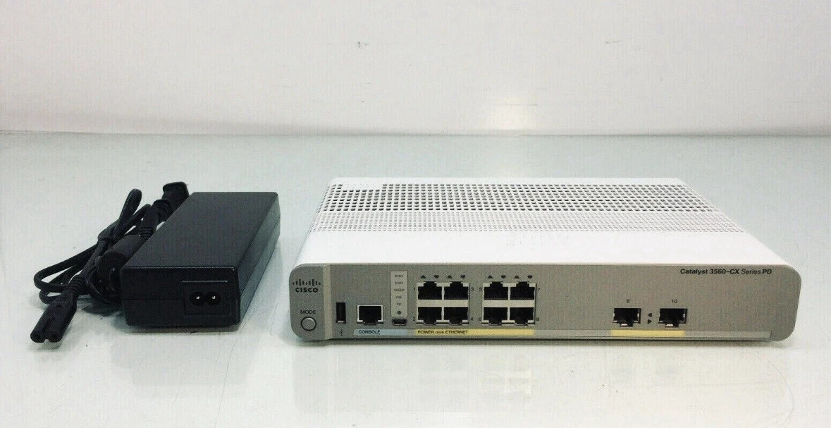 Cisco Catalyst WS-C3560CX-8PT-S switch with power supply