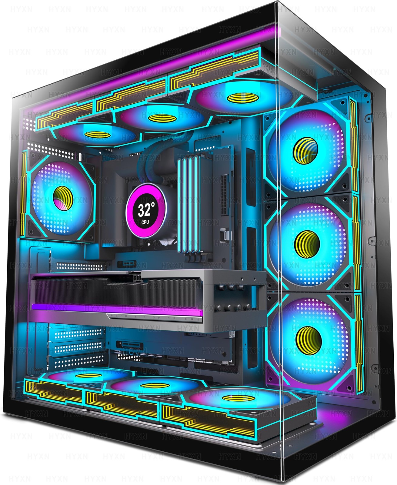 HYXN H1 HYXN PC Case, Pre-Installed 7 Infinity Mirror PW