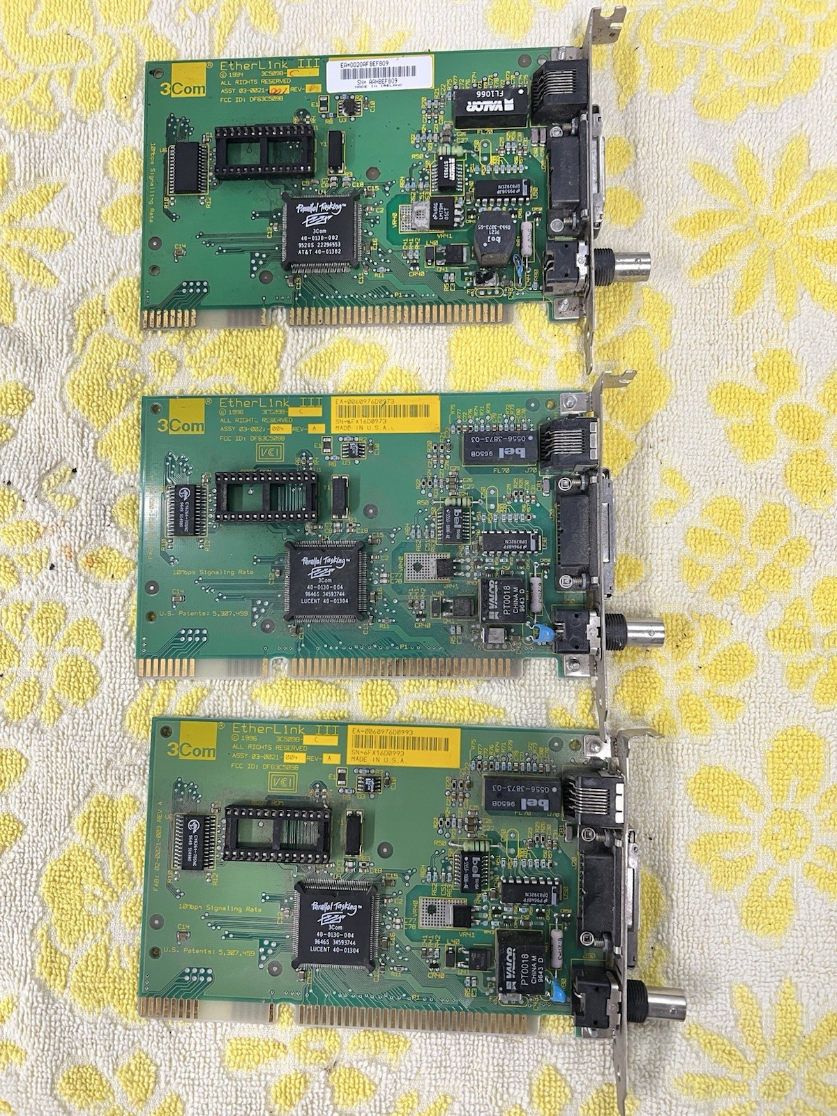 3Com EtherLink III 3C509B-C ISA Ethernet Card RJ45 BNC AUI Vintage DOS PC