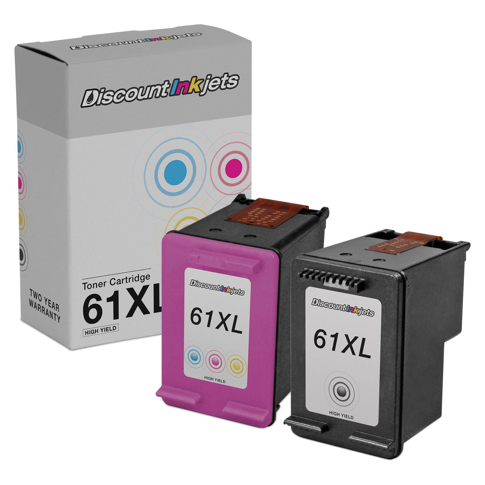 2 Reman 61 XL 61XL BLACK COLOR for HP CH563WN CH564WN Inkjet Cartridges